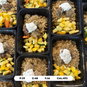 Mint Lamb Meatballs Tzatziki with Quinoa & Summer Squash