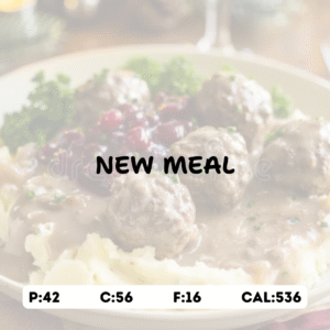 Hand Rolled Turkey Rosemary Meatballs with Roasted Garlic Mashed Potatoes & Cranberry Gravy Roasted Brussels