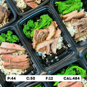 Coffee Rubbed Steak with Wild Rice & Broccolini