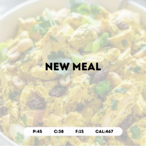 Curried Chicken Salad Protein Bowl with Pita Bread & Boiled Egg